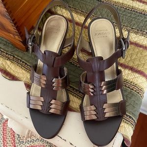 NWOT, NIB Circa Joan & David Luxe Sandal, 6.5, Dark Brown/Bronze